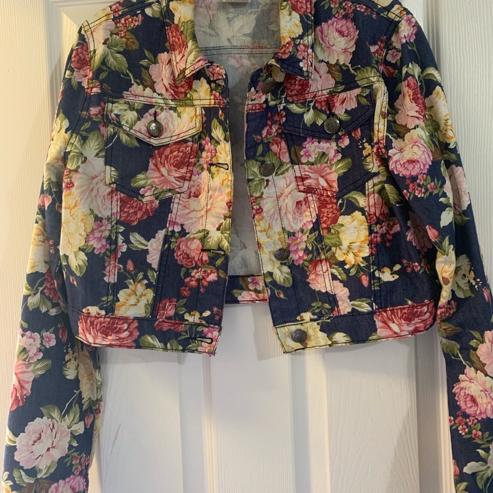 Denim floral kids jacket